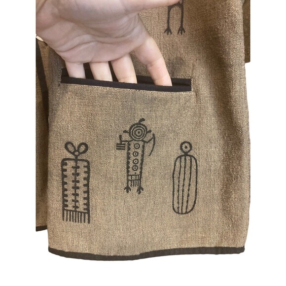 Venus Imports shacket top hieroglyphics large white buttons Nepal brown black - Picture 9 of 16